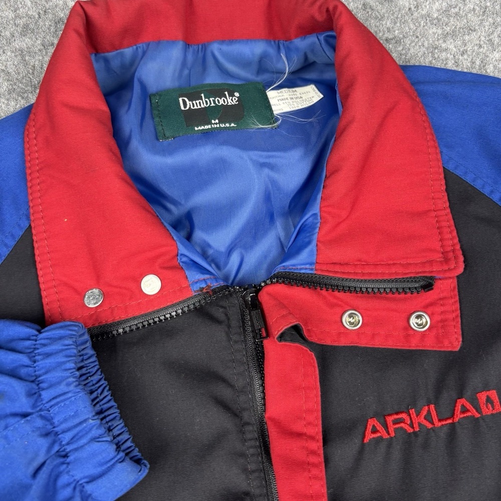 Vintage Dunbrooke Jacket Mens Medium Color Block Windbreaker Made In USA Red EUC